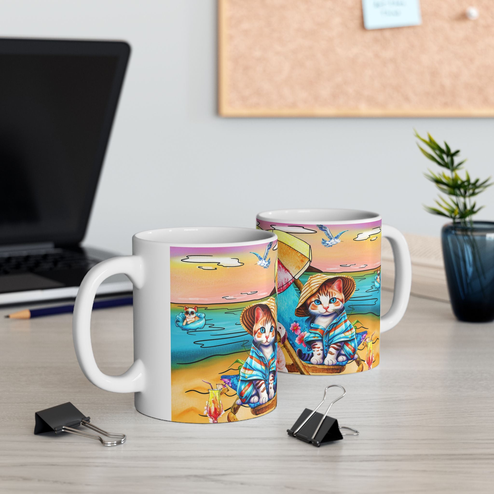Beach Mode Cat Mug – Cute Vacation Vibes Coffee Cup