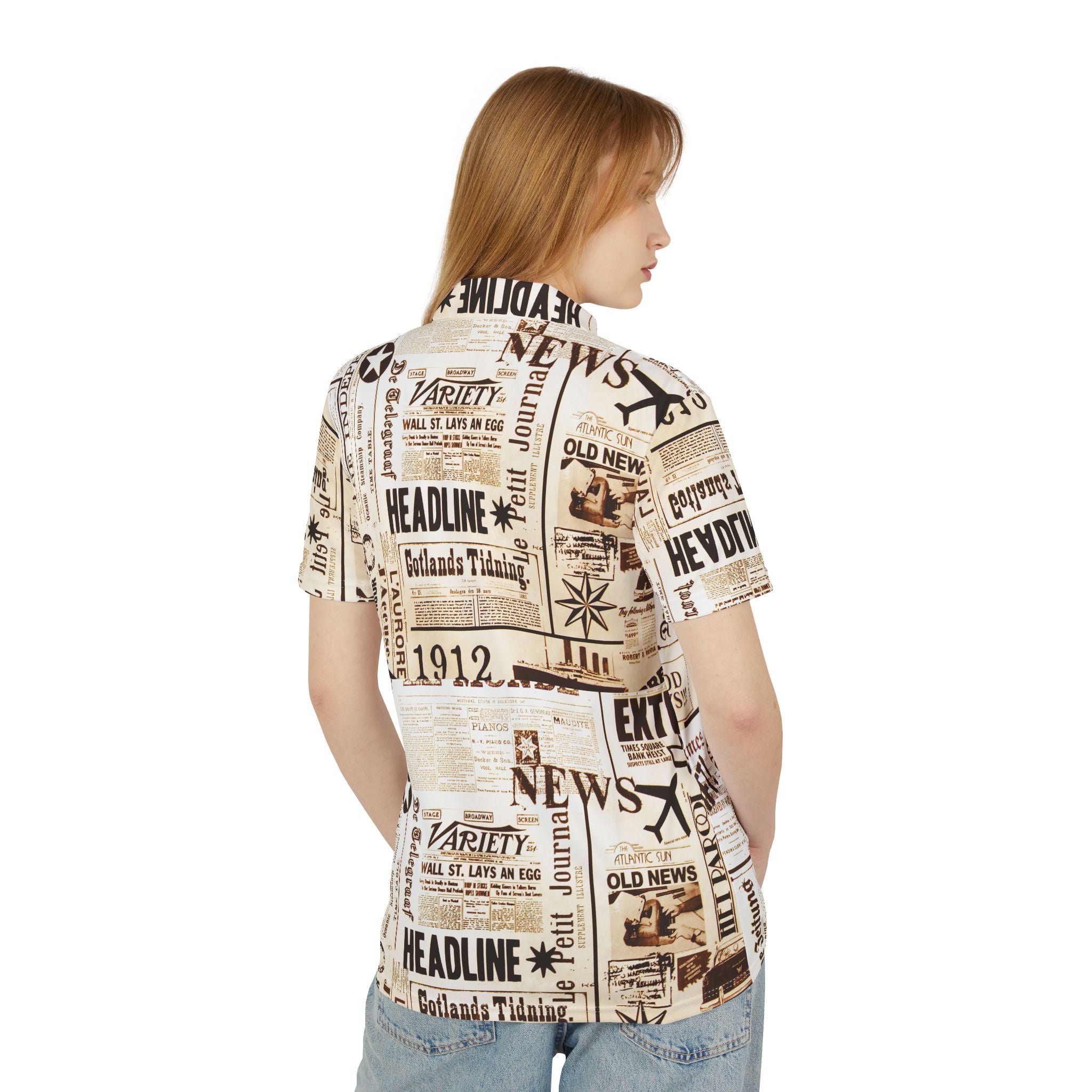 Vintage Headlines – Classic Newspaper Print Polo