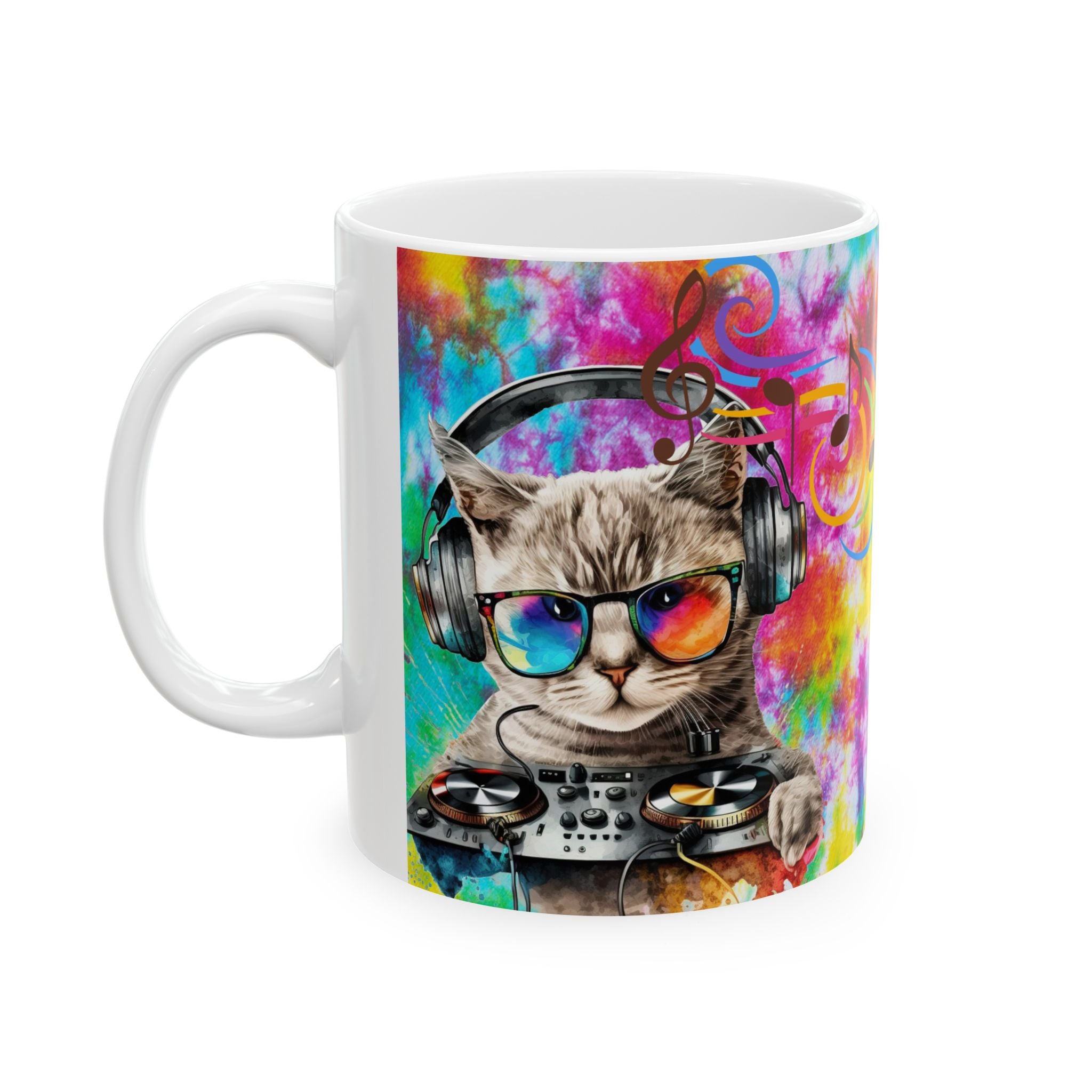 Drop the Beat DJ Cat Mug – Colorful Music Lover Coffee Cup