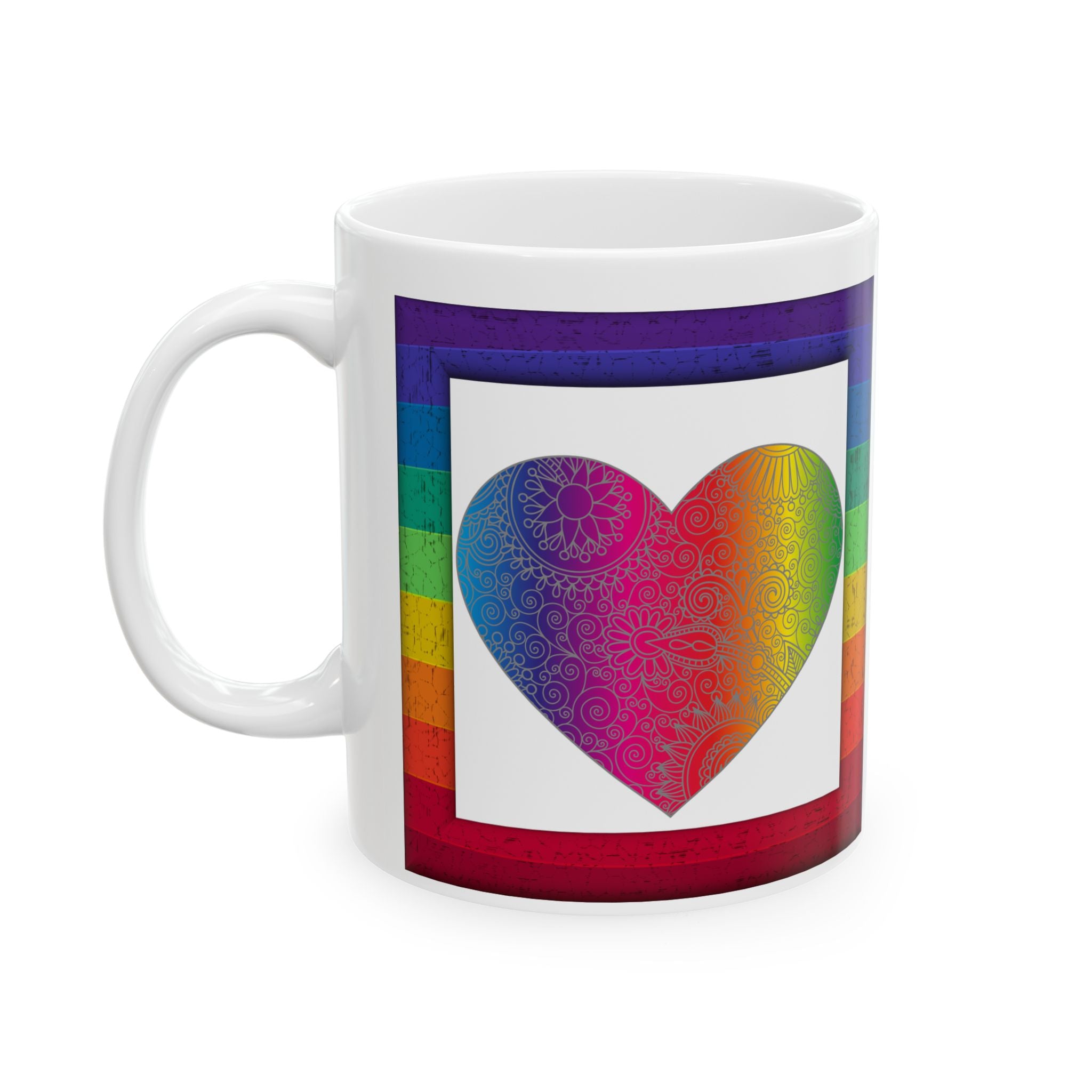 Rainbow Heart Mug – Pride Love Coffee Cup
