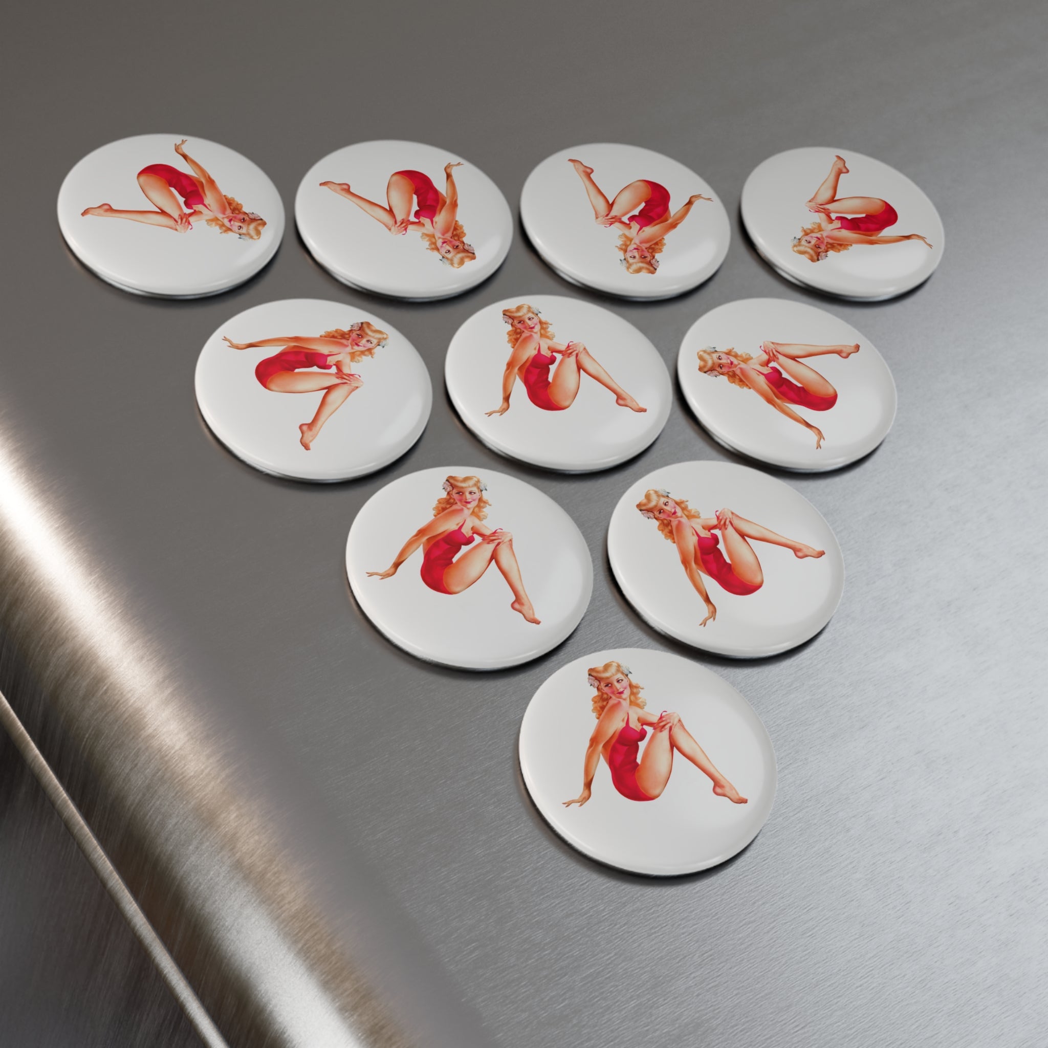 Classic Red Swimsuit Pin-Up Magnet – Vintage Bombshell Glam