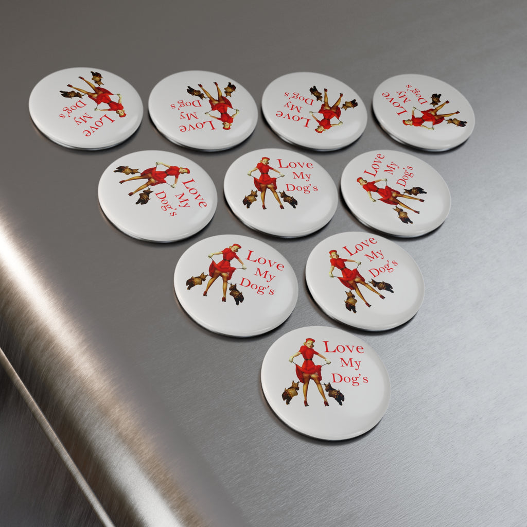 “Love My Dog” Pin-Up Magnet – Retro Dog Lover Glam Design
