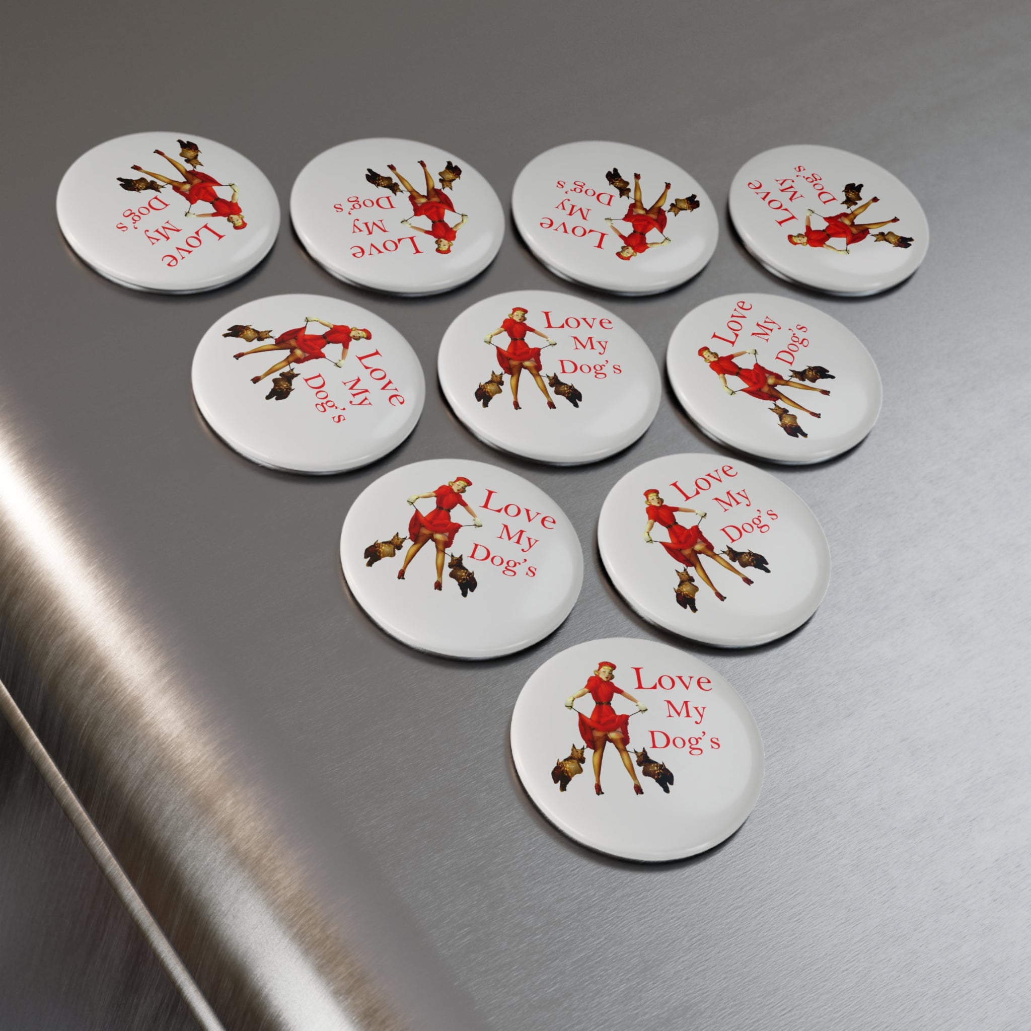 “Love My Dog” Pin-Up Magnet – Retro Dog Lover Glam Design