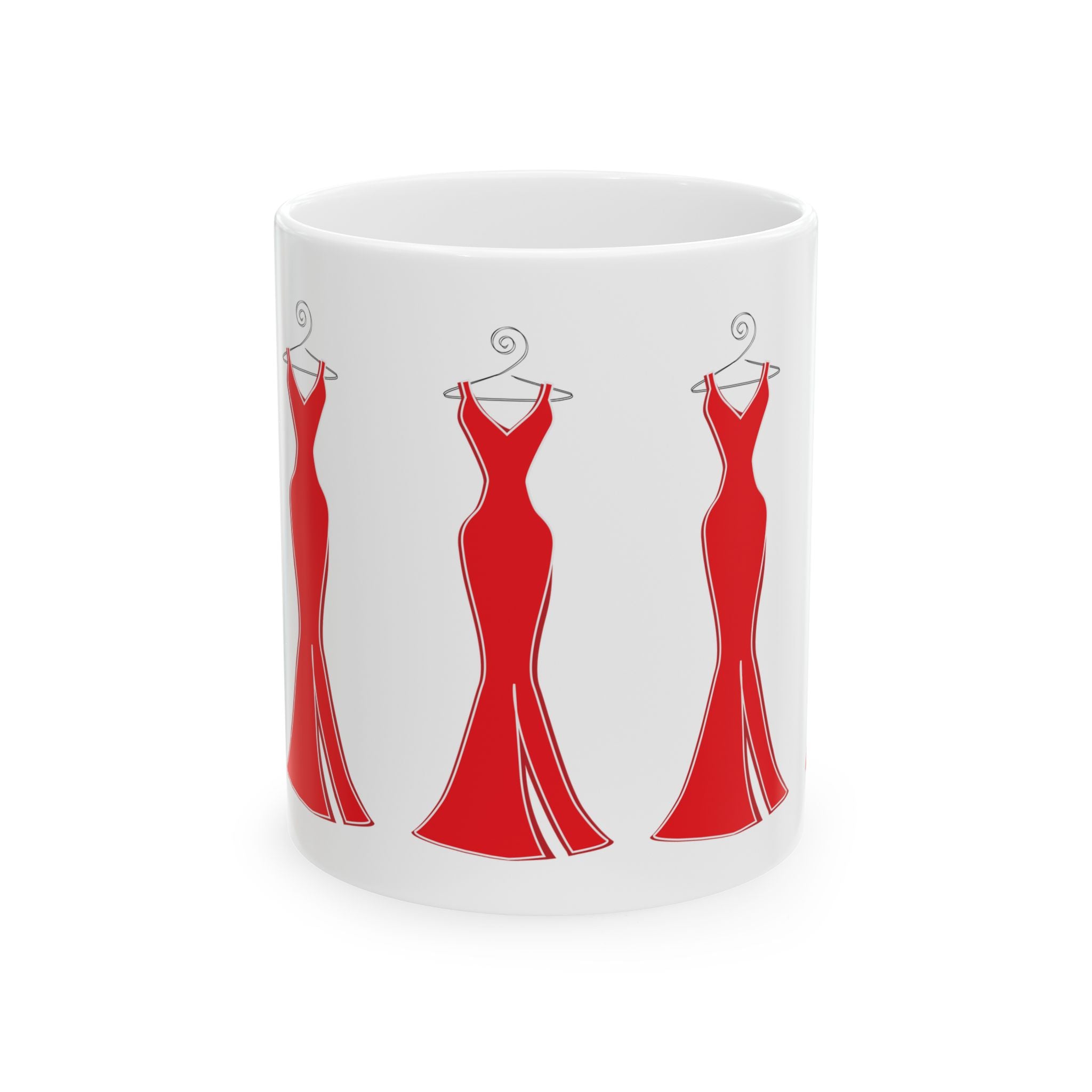 Crimson Elegance Mug – Red Gown Fashion Coffee Cup