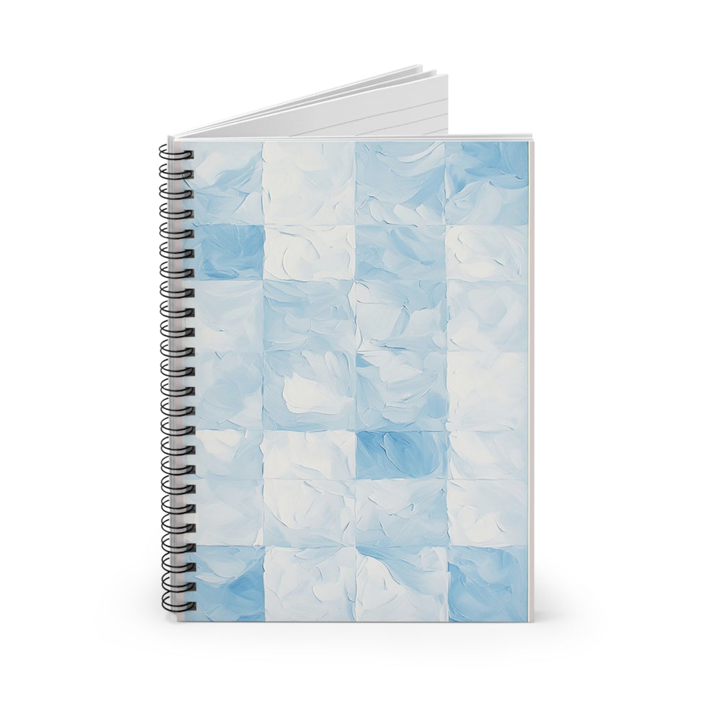 Cloud Tile Spiral Notebook – Soft Blue Minimal Grid Journal (6” x 8”)