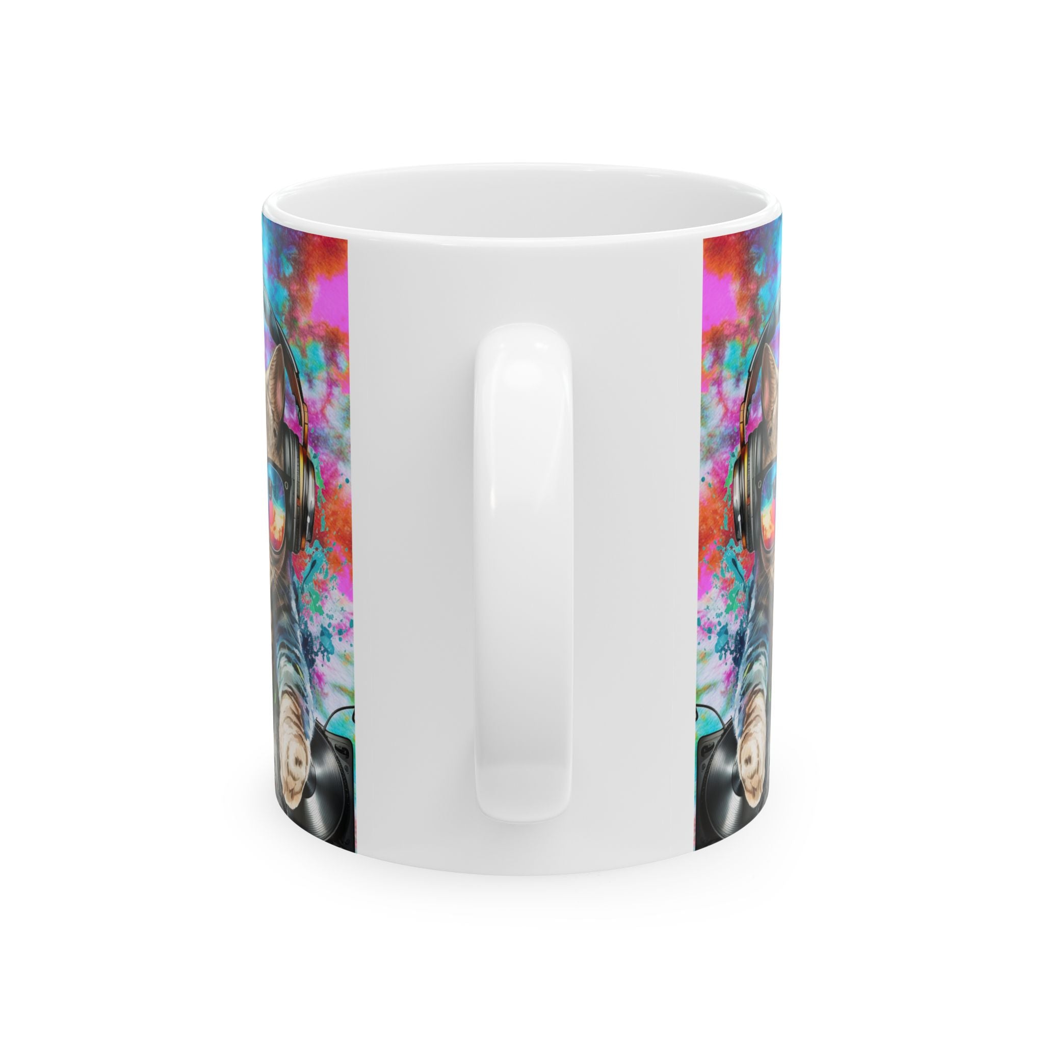 DJ Cat Vibes Mug – Colorful Music Lover Coffee Cup