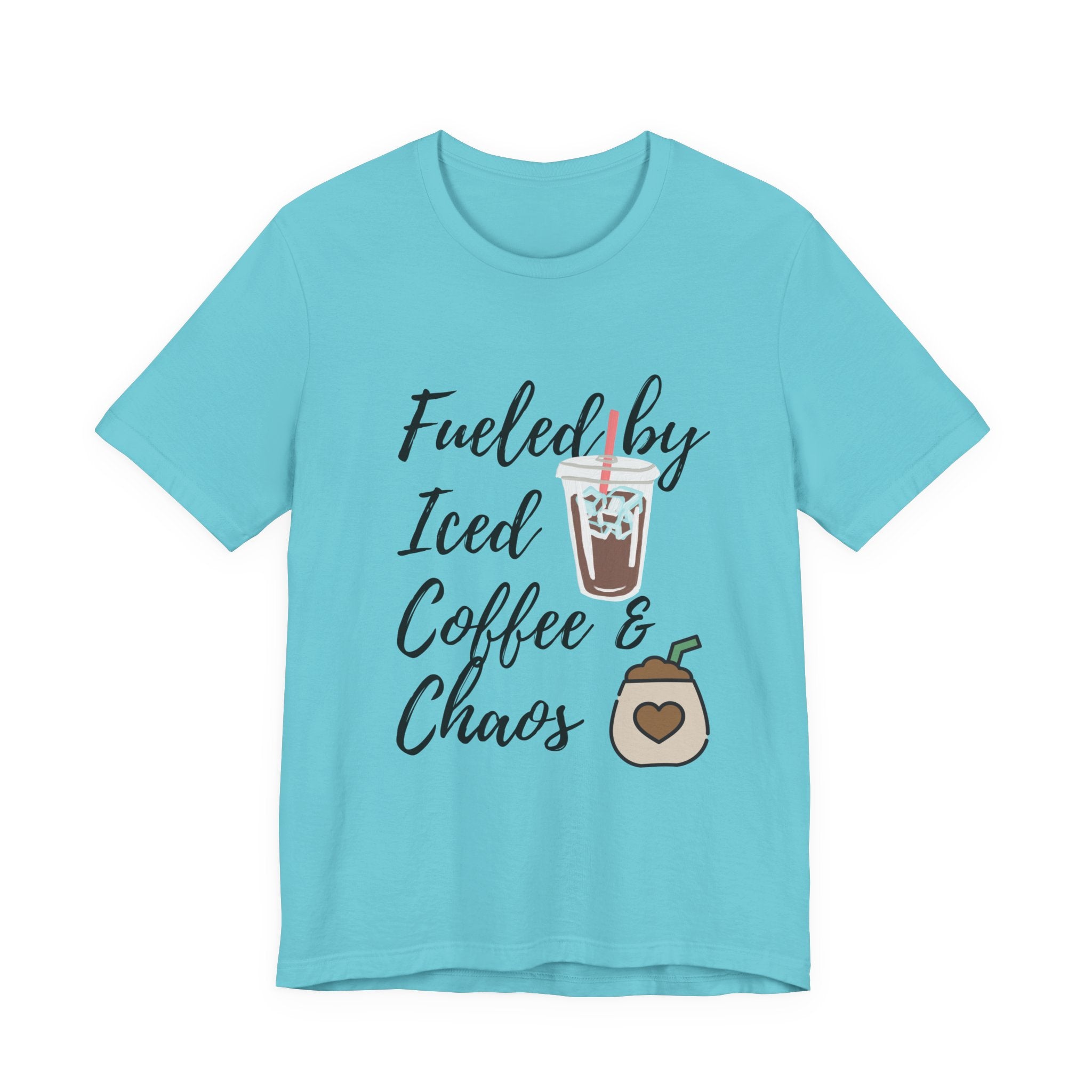 Coffee Lover Unisex T-Shirt - 'Fueled by Iced Coffee & Chaos'