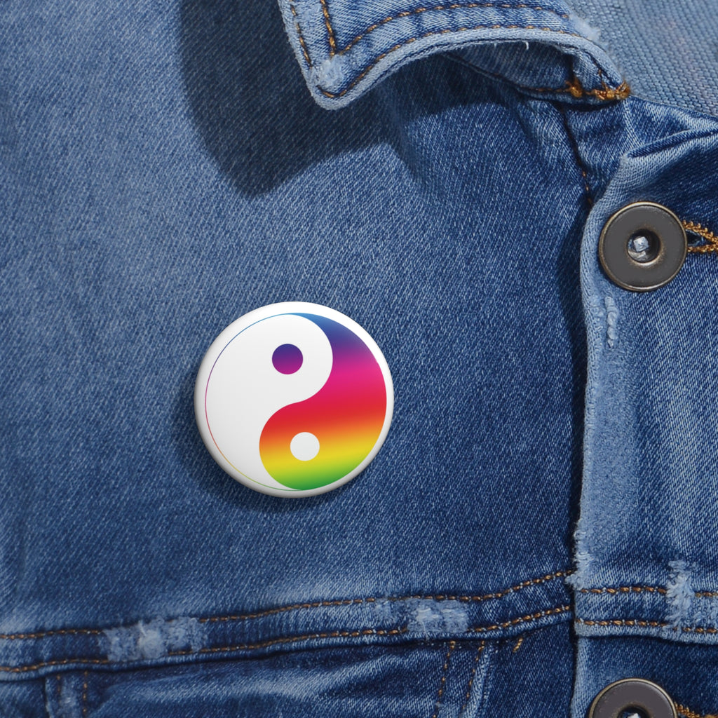 Rainbow Yin Yang Button Pin – Balance & Harmony Symbol