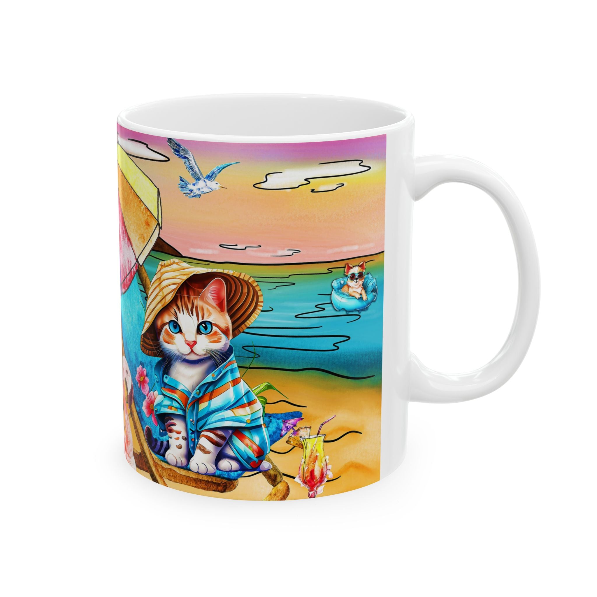 Beach Mode Cat Mug – Cute Vacation Vibes Coffee Cup