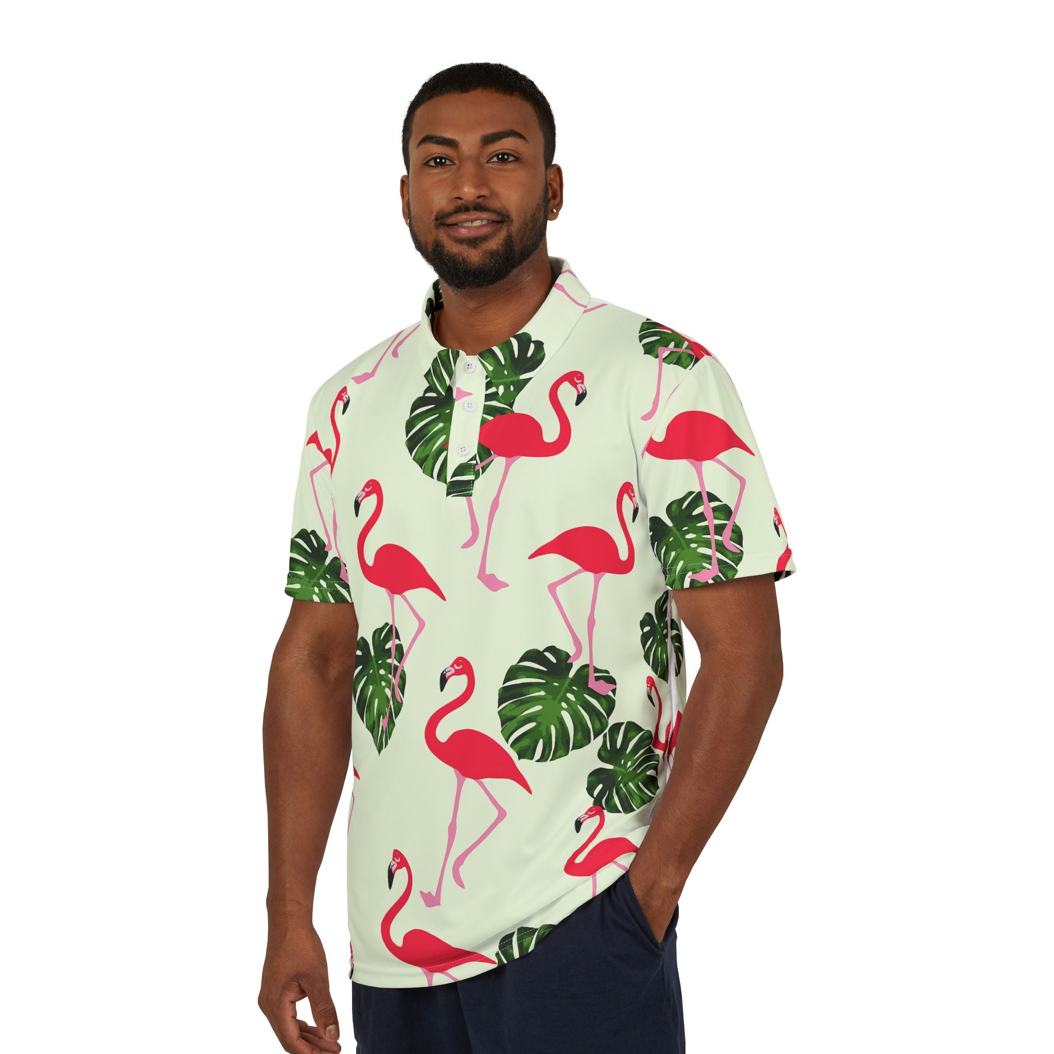Tropical Flamingo Vibes – Paradise Print Polo