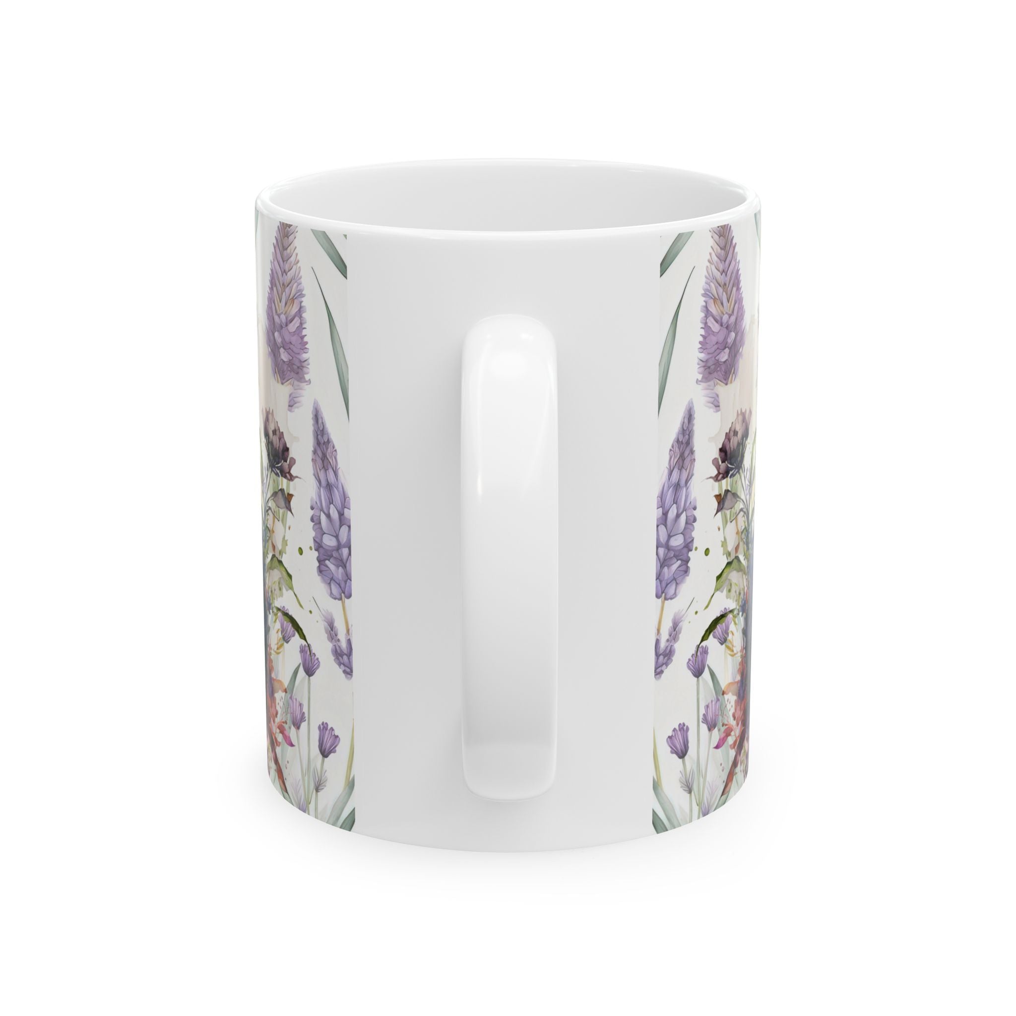 Floral Cat Art Mug – Watercolor Botanical Cat Coffee Cup