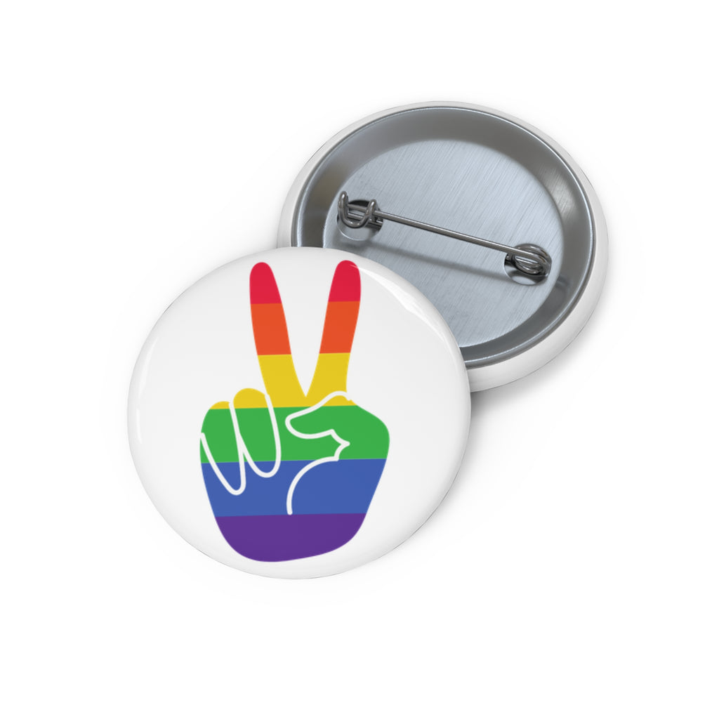 Rainbow Peace Hand Button Pin – Pride & Positive Vibes