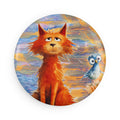 Unbothered Orange Cat Magnet – Funny Cat & Bird Whimsical Art