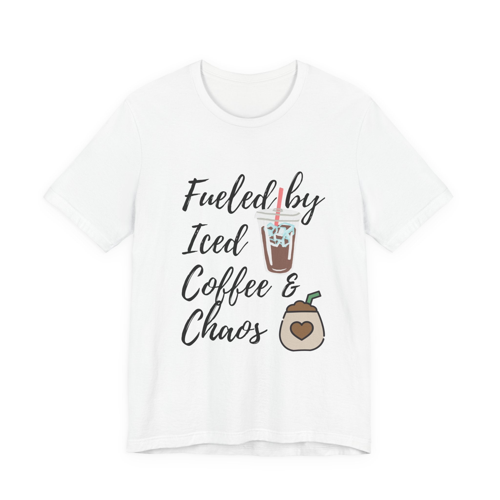 Coffee Lover Unisex T-Shirt - 'Fueled by Iced Coffee & Chaos'
