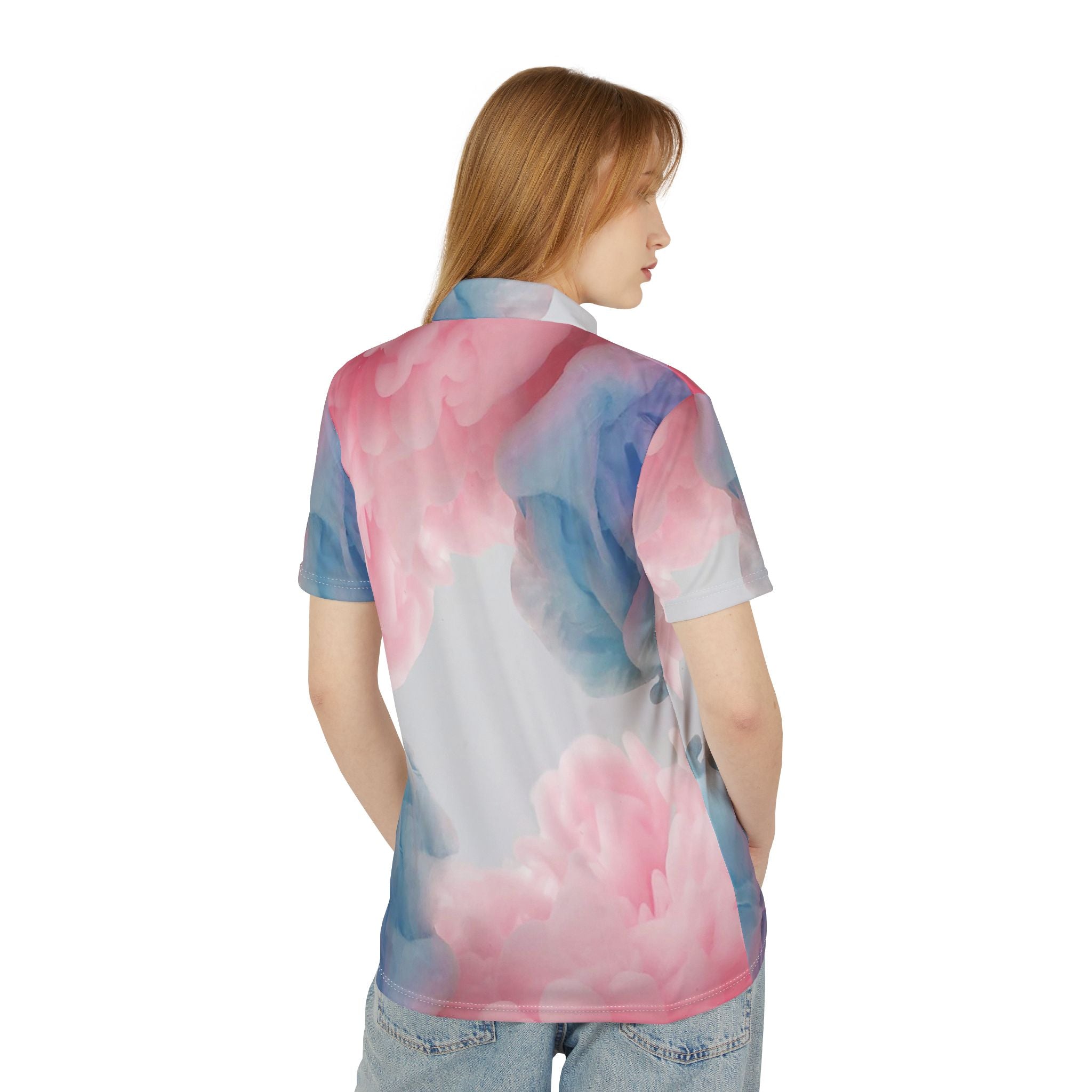 Cloud Bloom Polo – Soft Mist Luxe Shirt