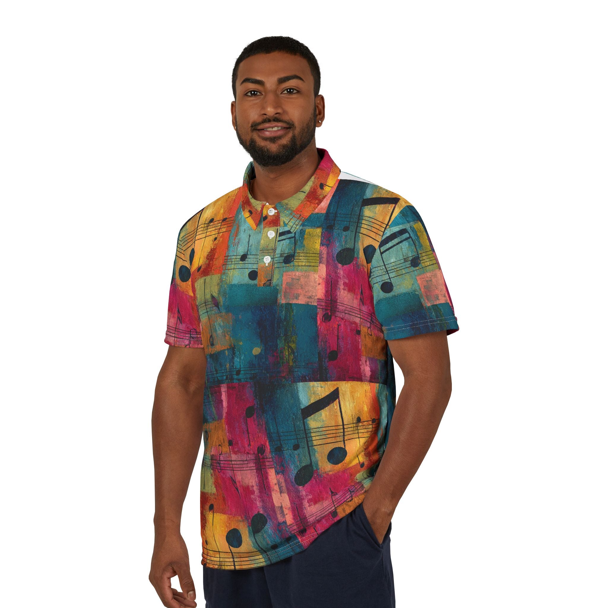 Rhythm & Color – Abstract Music Note Polo Shirt