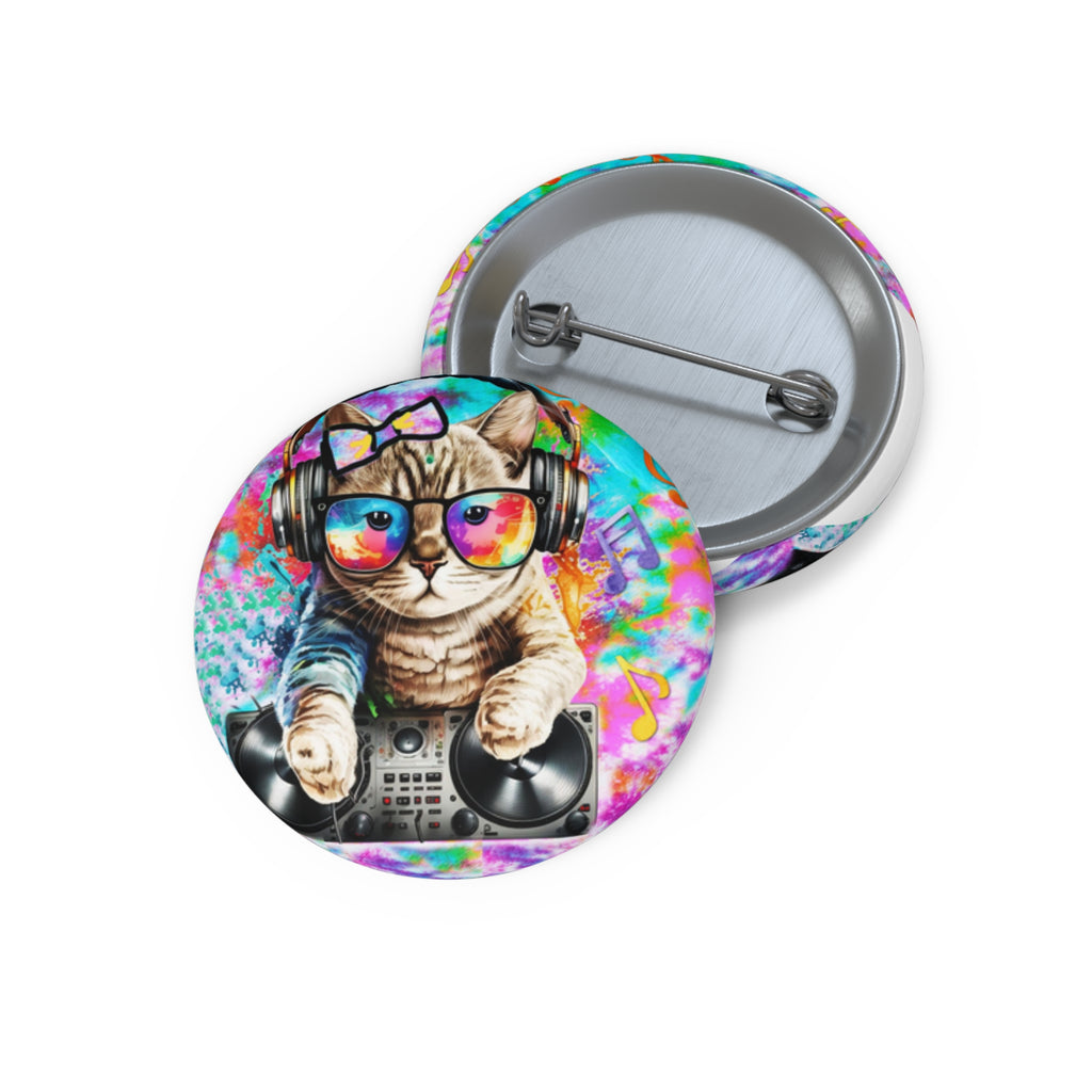 DJ Kitty Pin – Cute Headphones Cat Button with Bow