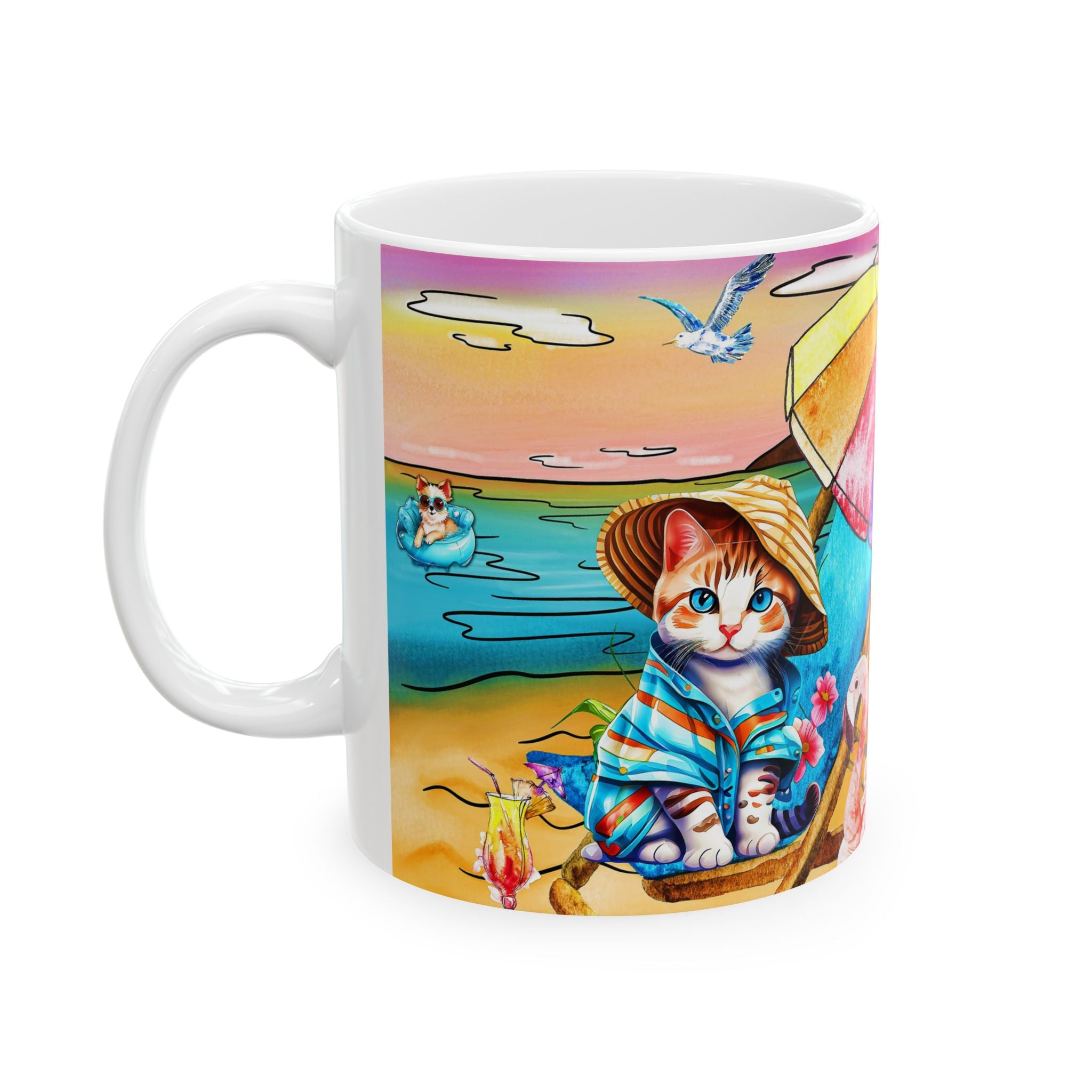 Beach Mode Cat Mug – Cute Vacation Vibes Coffee Cup