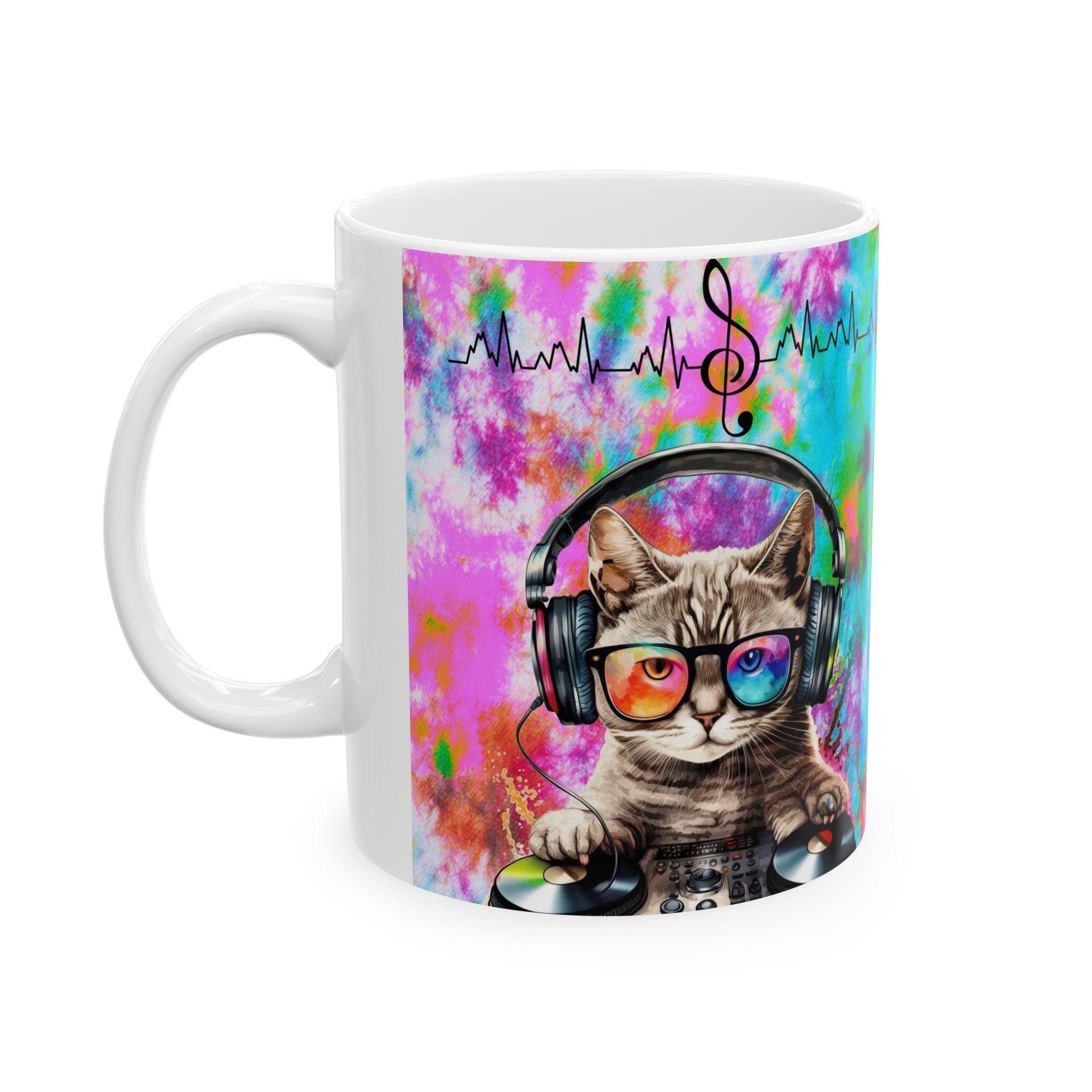 DJ Cat Music Mug – Colorful Beat Lover Coffee Cup