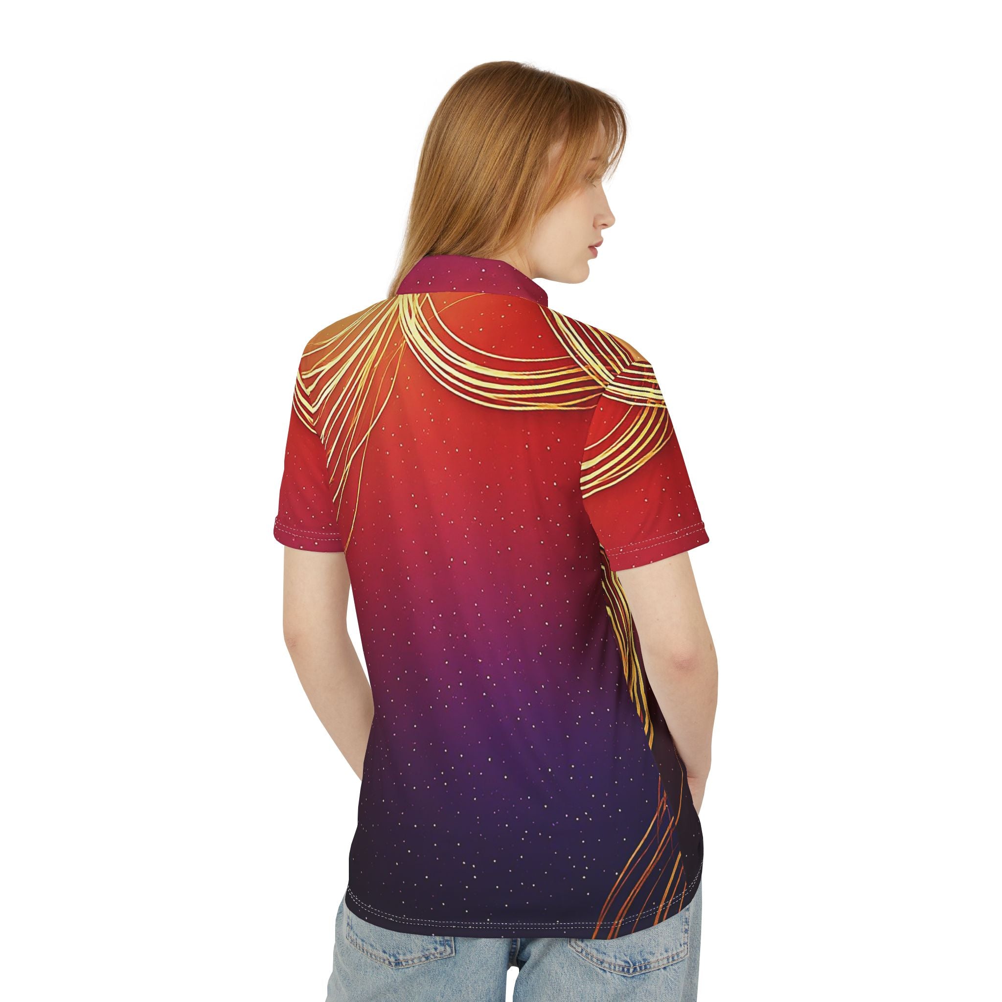 Royal Orbit Polo – Crimson Gold Luxe Shirt