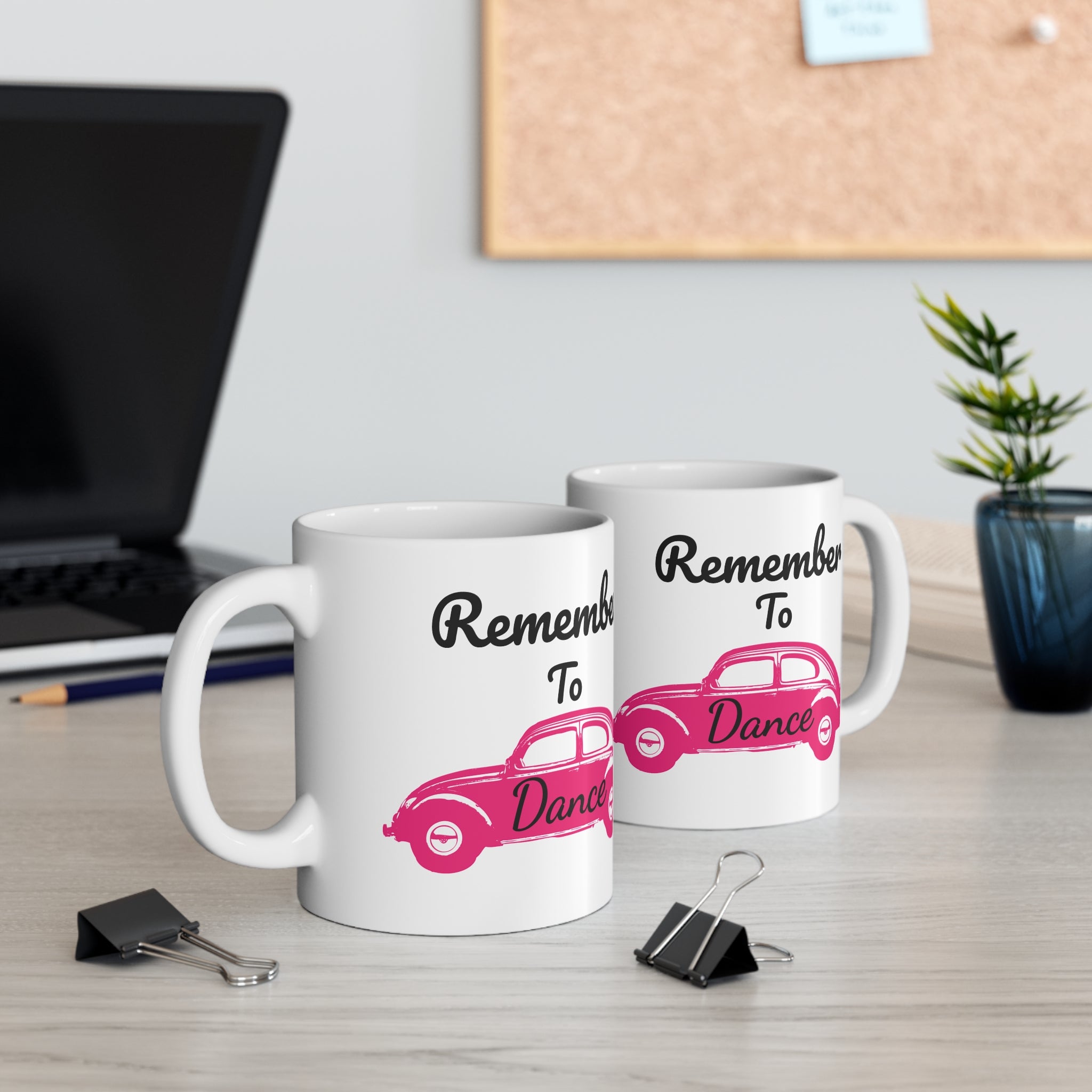 Remember to Dance Mug – Vintage Pink Car Inspirational Coffee Cup