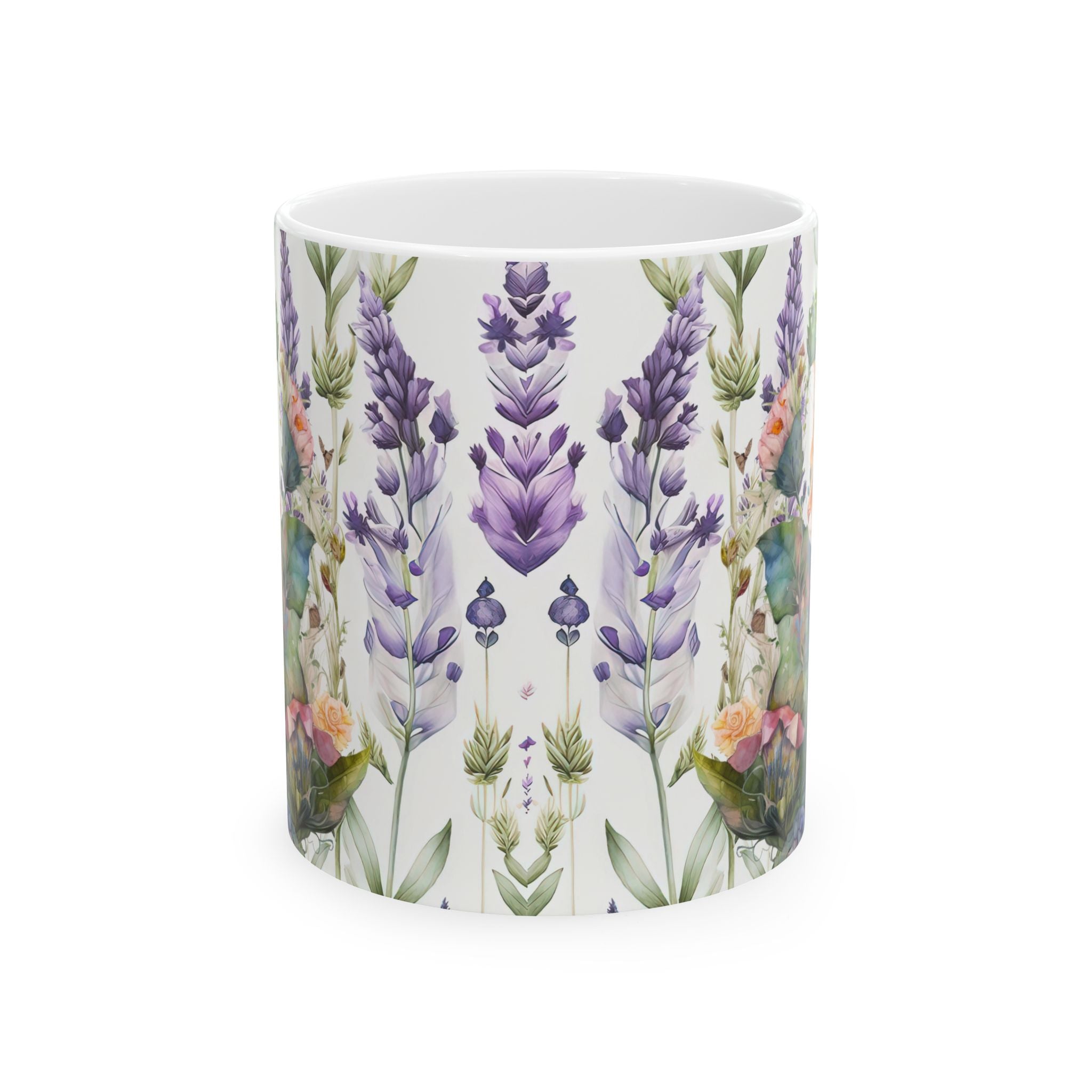 Botanical Cat Mug – Watercolor Floral Kitty Coffee Cup
