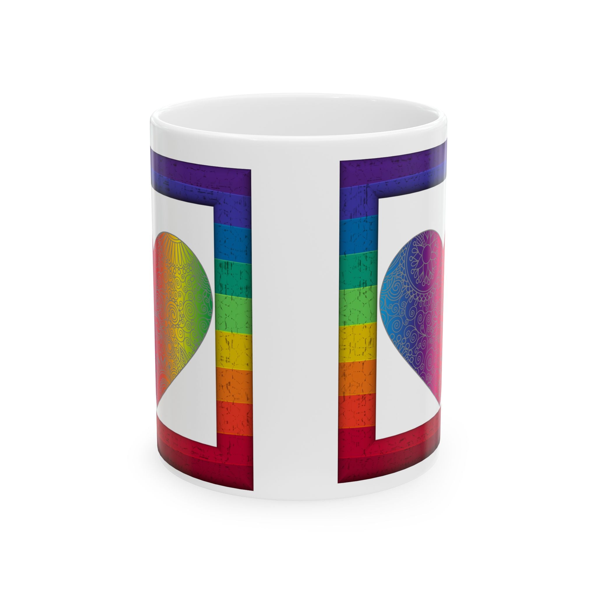 Rainbow Heart Mug – Pride Love Coffee Cup