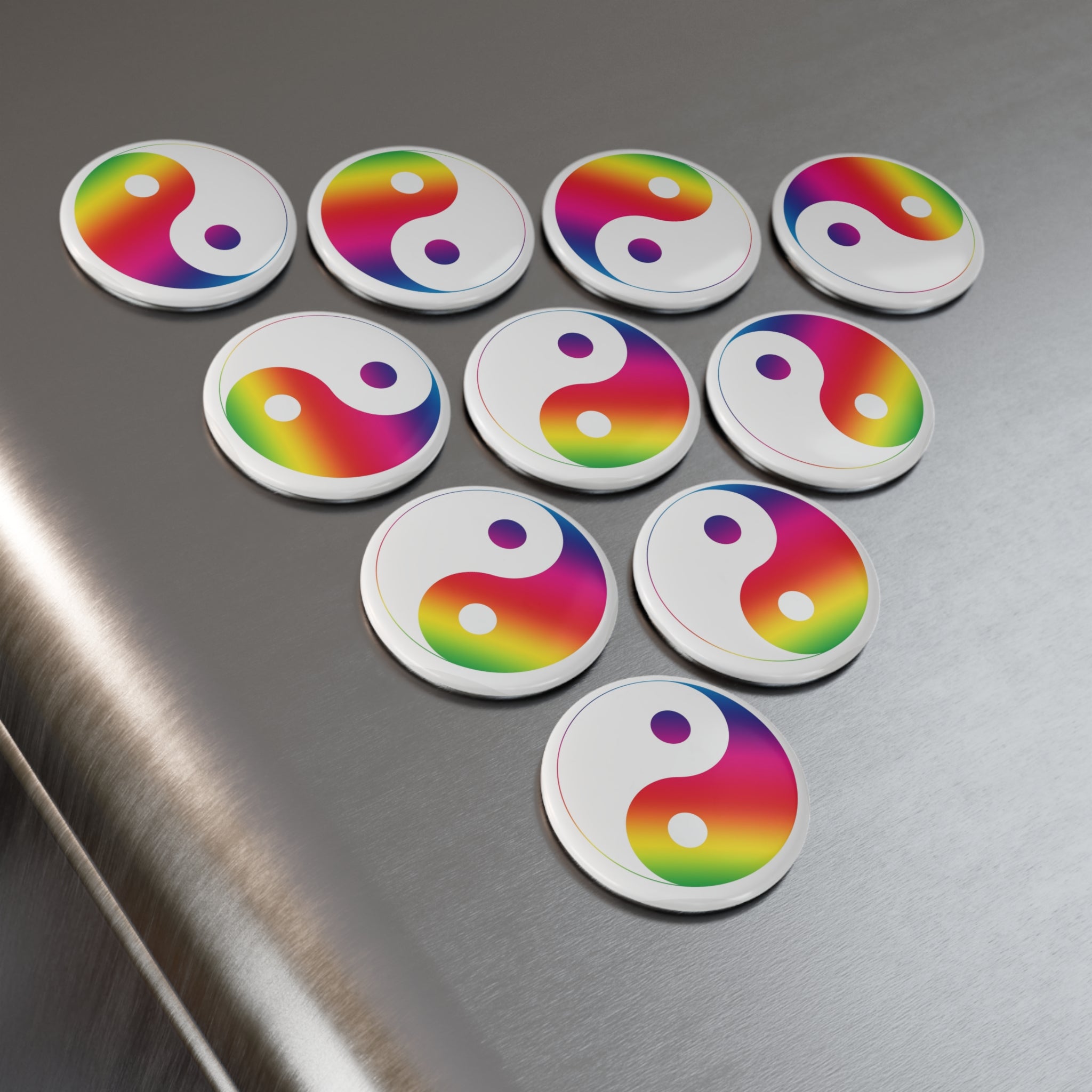 Rainbow Yin Yang Magnet – Balance & Harmony Gradient Design