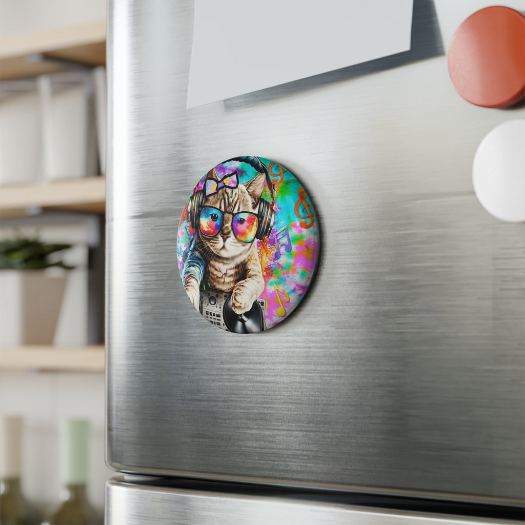 DJ Kitty Magnet – Cute Music Cat with Headphones & Bow