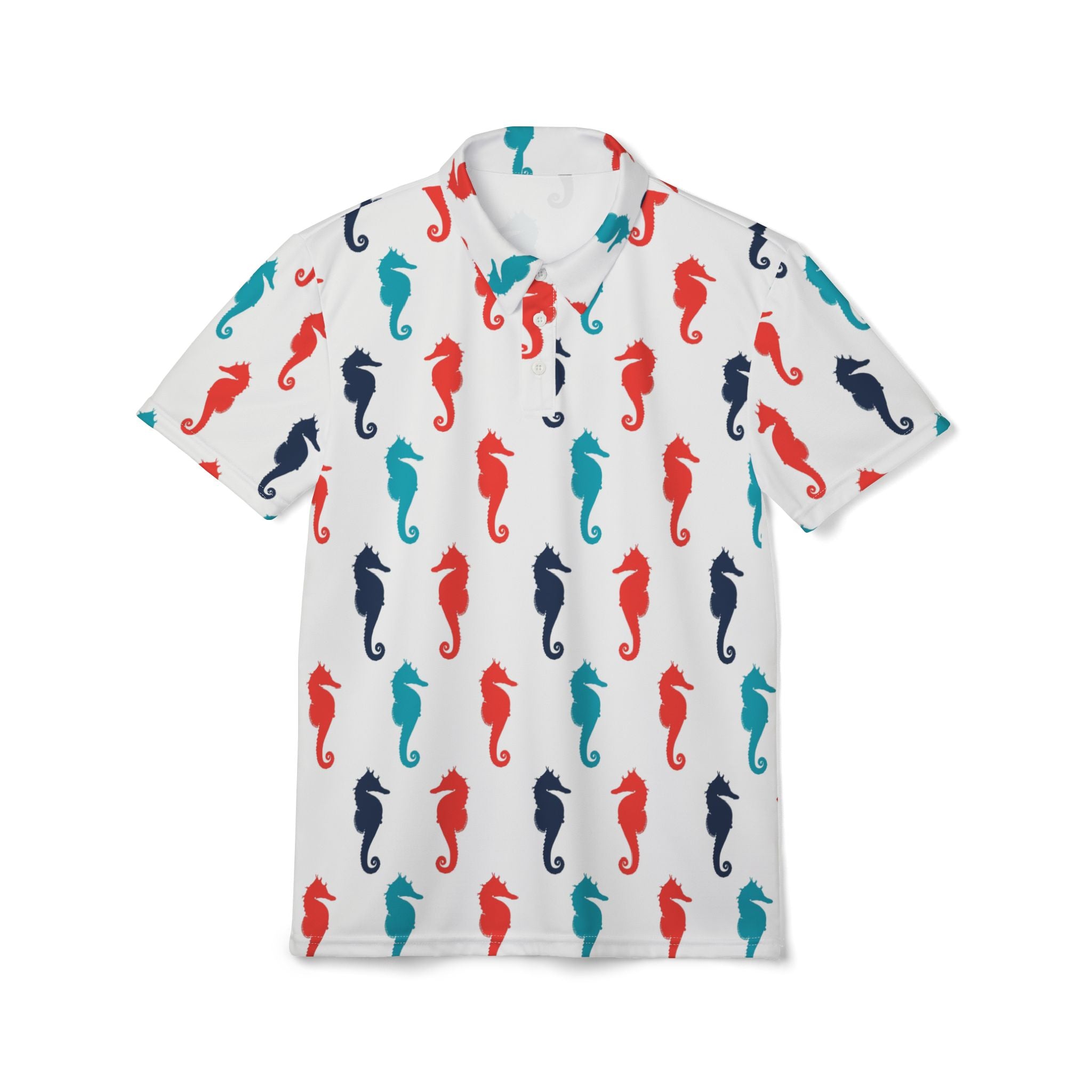 Coastal Seahorse – Ocean Pattern Polo Shirt