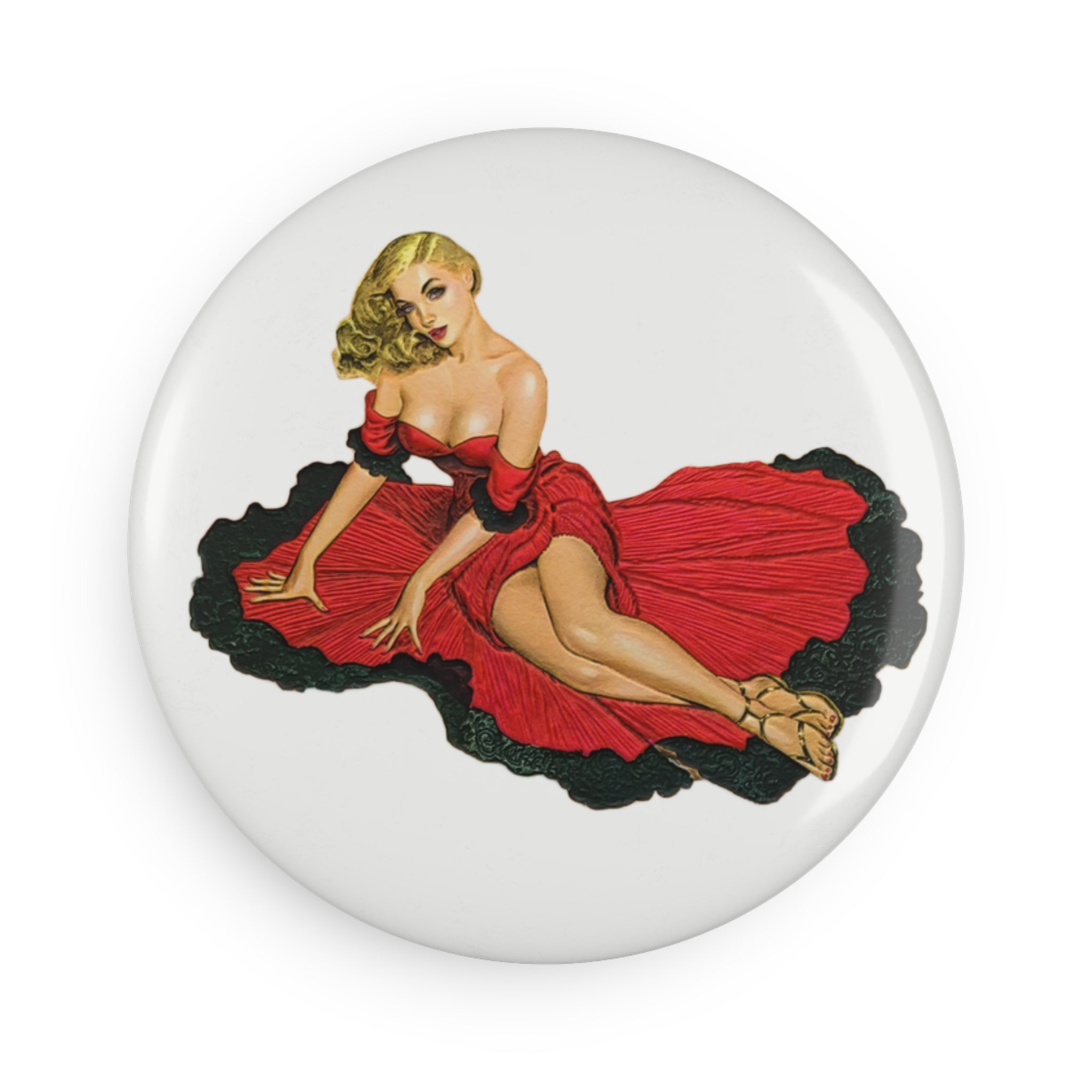 Black & Red Pin-Up Girl Magnet – Retro Vintage Girl Art Decor