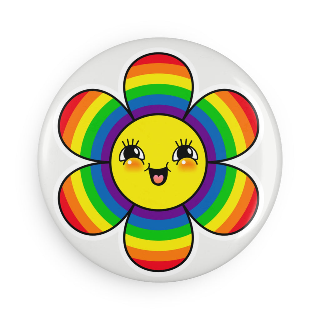 Rainbow Smiley Flower Magnet – Cute Pride Aesthetic Design
