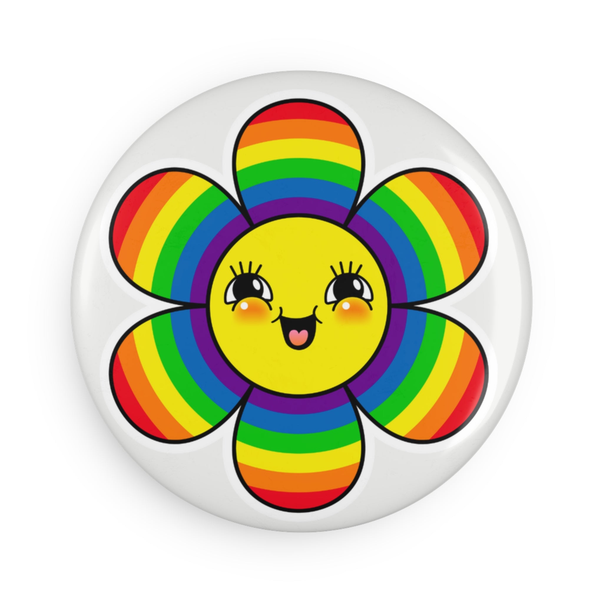 Rainbow Smiley Flower Magnet – Cute Pride Aesthetic Design
