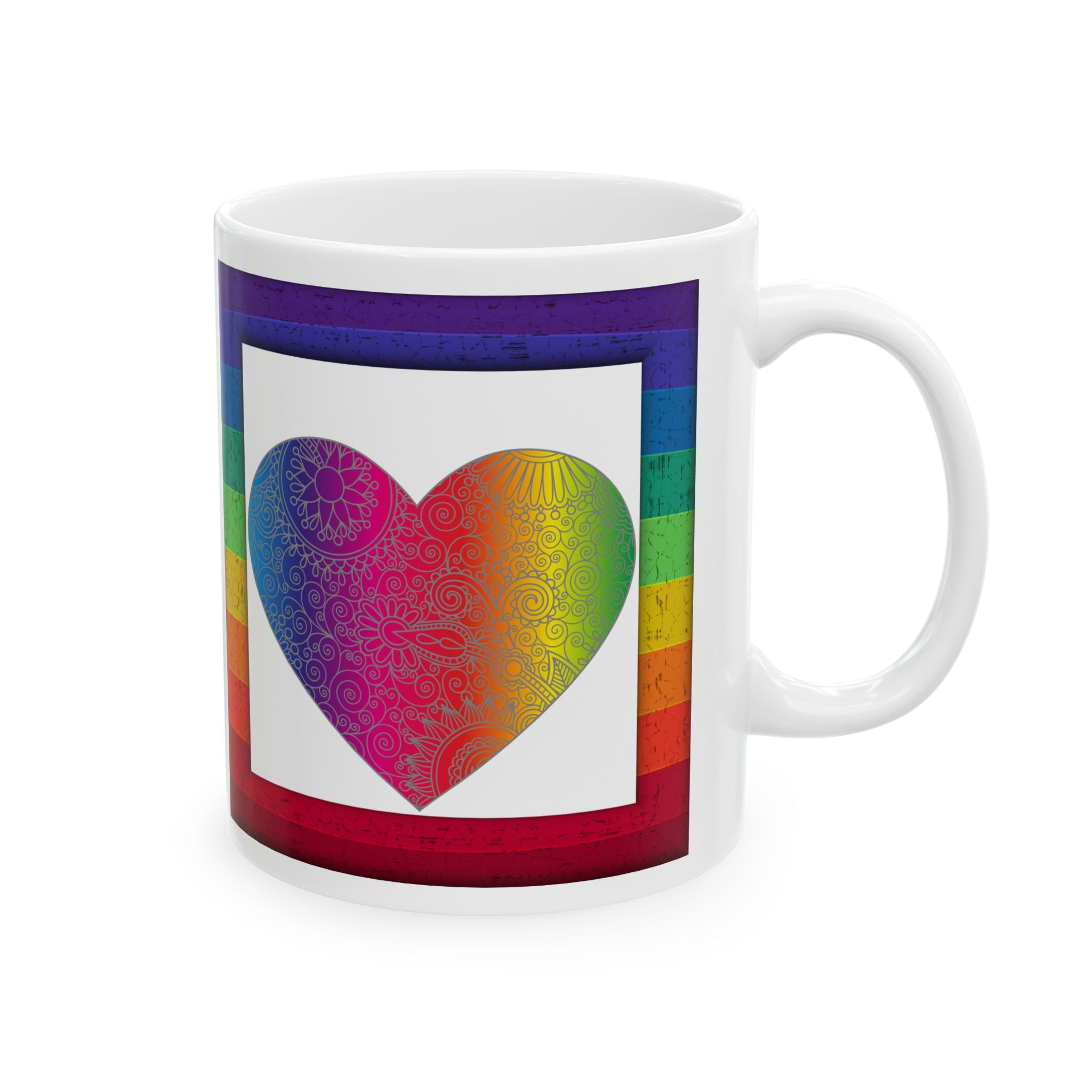 Rainbow Heart Mug – Pride Love Coffee Cup